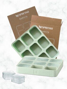 NIB | Set of 2 NESPRESSO Barista Silicone Ice Cube Trays Aquamarine Blue